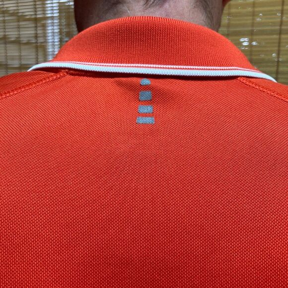 LANDS END Polo Golf Collared Shirt Orange with White Trim Mens XL - Picture 9 of 16